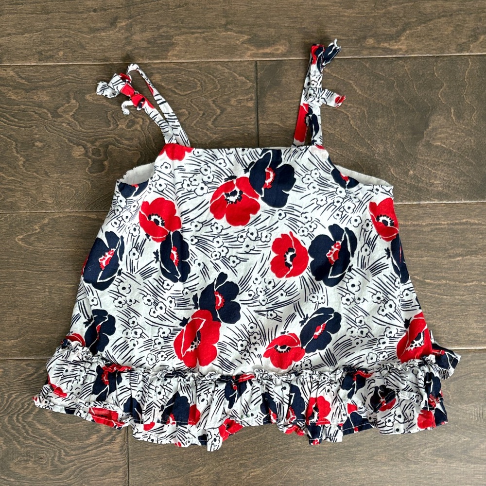 Janie and Jack Red and Navy Floral Camisole